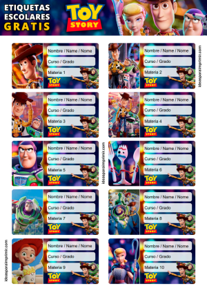 Etiquetas Escolares Toy Story Editables Grati